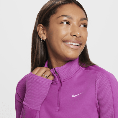 Playera de medio cierre Therma-FIT para niña Nike Pro