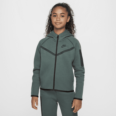 Nike Sportswear Tech Fleece-hættetrøje med lynlås til større børn (piger)