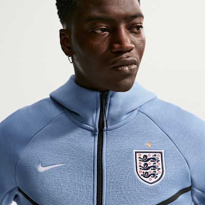 Nike İngiltere Tech Fleece Windrunner Nike Tam Boy Fermuarlı Erkek Kapüşonlu Futbol Üstü görsel 3