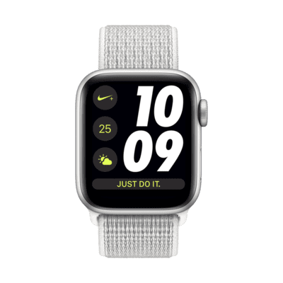 Αθλητικό ρολόι Apple Watch Nike+ Series 4 (GPS + λειτουργία κινητού) με Nike Sport Loop 40 mm σε ανοιχτή συσκευασία