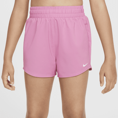 Shorts de entrenamiento de tejido Woven Dri-FIT de tiro alto para niña talla grande Nike One