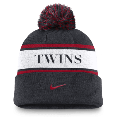 Minnesota Twins Team Stripe Peak Men's Nike MLB Cuffed Pom Beanie