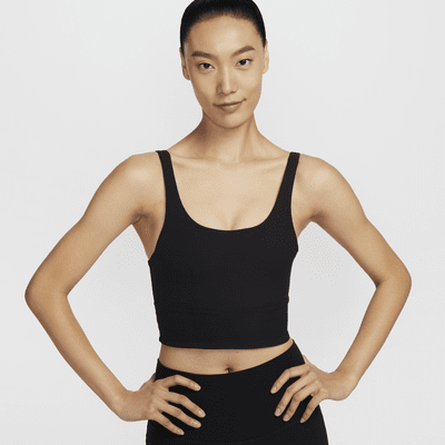 Brassière de sport longue rembourrée à maintien léger Nike Zenvy Rib pour femme