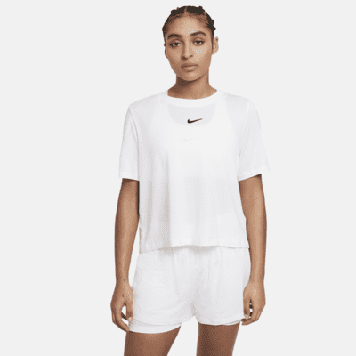 nike women's court dry short sleeve tennis top