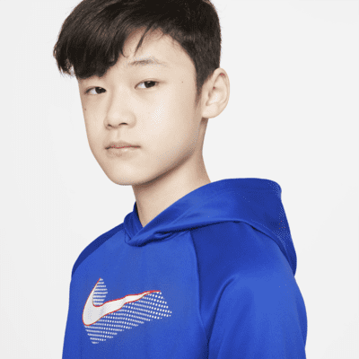 Sudadera con gorro de entrenamiento sin cierre con gráfico para niños talla grande Nike Therma-FIT