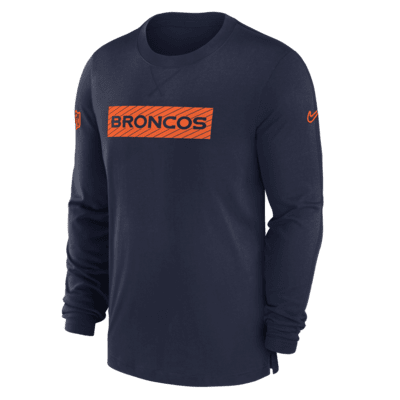 Playera de manga larga Nike Dri-FIT para hombre Denver Broncos Sideline Player Team Issue