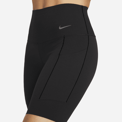 Cykelshorts Nike Universa med fickor, mediumstöd och hög midja 20 cm för kvinnor