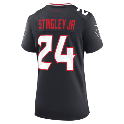 Jersey de fútbol americano Nike de la NFL Game para mujer Derek Stingley Jr. Houston Texans