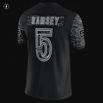 Camiseta de fútbol americano a la moda para hombre NFL Los Angeles Rams RFLCTV (Jalen Ramsey)