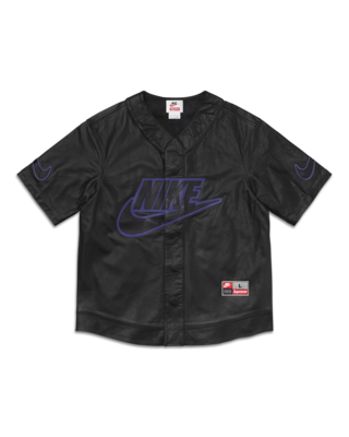 Nike x Supreme Leather Baseball Jersey 'Gym Red Cosmic Bonsai' CK6221- -  KICKS CREW