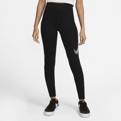 Nike Women's Swoosh Club Legging With waist Detail In Black Size XL