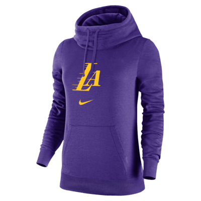 Los Angeles Lakers Club Fleece 2023/24 City Edition Women's Nike NBA Funnel-Neck Hoodie