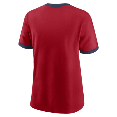 Playera ringer Nike de la MLB para mujer St. Louis Cardinals City Connect