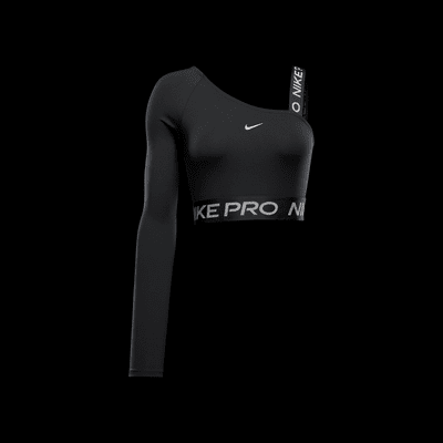 Nike Pro Shine asymmetrische croptop met Dri-FIT voor dames