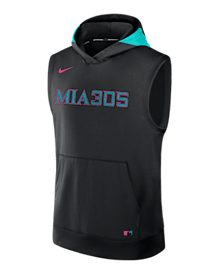 Мужское худи Miami Marlins Authentic Collection City Connect Men’s Nike Dri-FIT MLB Sleeveless Pullover Hoodie