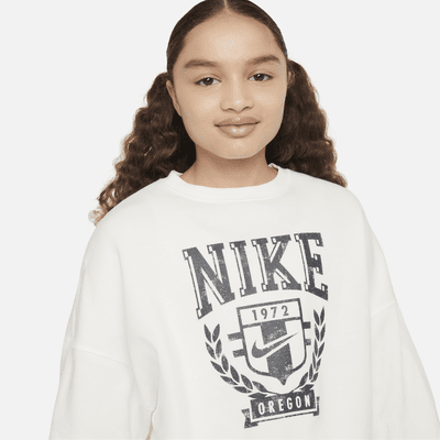 Sweat oversize à col ras-du-cou en tissu Fleece Nike Sportswear pour ado (fille)