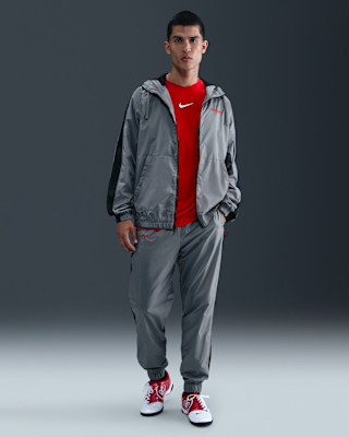 grey and red nike tracksuit