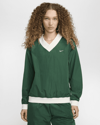 Женские  Nike Sportswear Essential Loose UV Woven Long-Sleeve V-Neck Top