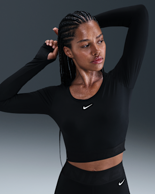 Женские  Nike Pro Dri-FIT Cropped Long-Sleeve Top