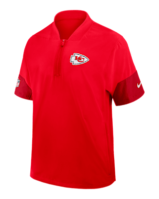 Мужская куртка Kansas City Chiefs Sideline Coach Nike NFL 1/2-Zip Short-Sleeve Hooded