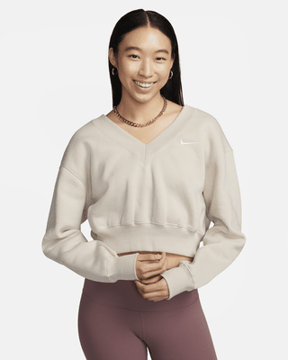 Женские  Nike Sportswear Phoenix Fleece Cropped V-Neck Top