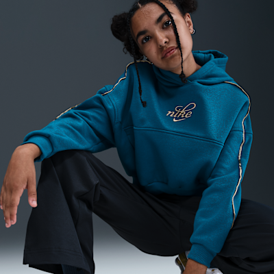 Sudadera con gorro de corte cuadrado para niña talla grande Nike Sportswear Club Fleece