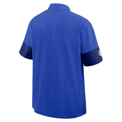 Chamarra de manga corta Nike de la NFL con gorro de medio cierre para hombre Los Angeles Rams Sideline Coach