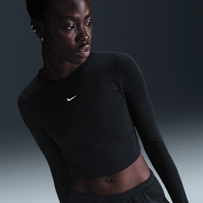 Crop top ajusté à manches longues Nike Sportswear Chill Knit pour femme