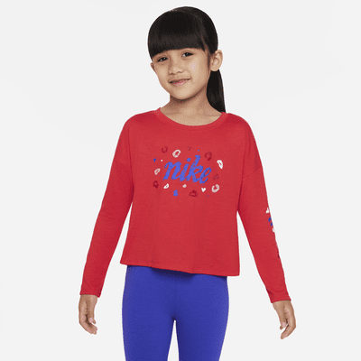 Nike Little Kids' Long Sleeve Cropped Leopard Top