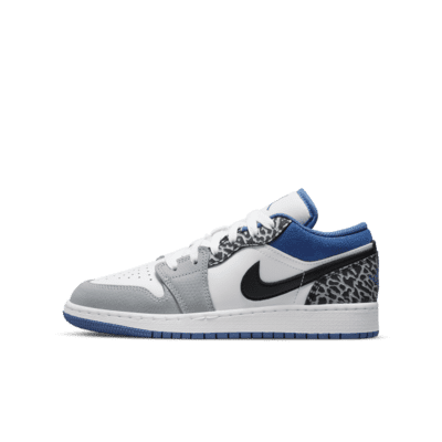 low top jordans white and blue