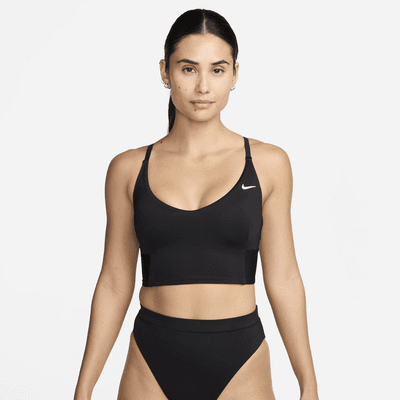 Top de midkini con cuello en V para mujer Nike Swim