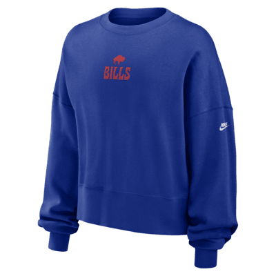 Sudadera de cuello redondo sin cierre Nike de la NFL para mujer Buffalo Bills Rewind