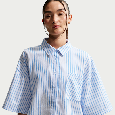 Nike Sportswear Chill Poplin Women's Oversized Striped Top from Nike - $60