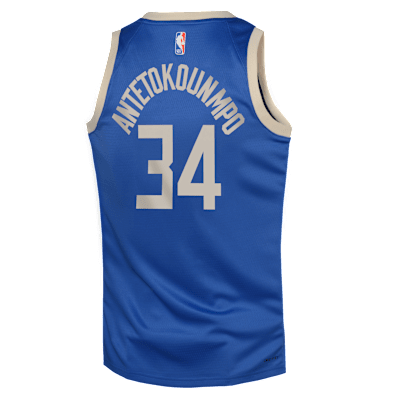 Jersey Nike Dri-FIT de la NBA Swingman para niños talla grande Giannis Antetokounmpo Milwaukee Bucks 2024/25 City Edition