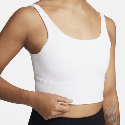 Bra deportivo de baja sujeción de talle largo sin almohadillas para mujer Nike Zenvy Rib