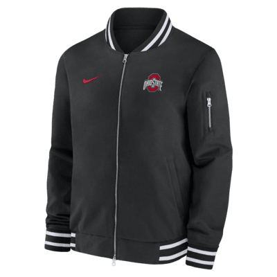 Chamarra bomber universitaria Nike con cierre completo para hombre Ohio State Buckeyes Sideline