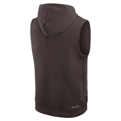 Sudadera con gorro sin cierre sin mangas Nike Dri-FIT de la NFL para hombre Cleveland Browns Sideline