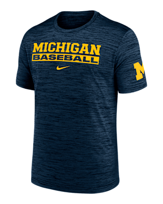 Мужская футболка Michigan Wolverines Velocity Baseball Wordmark Stack Nike Dri-FIT College