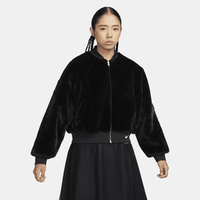 Nike Sportswear Women's Reversible Faux Fur Bomber Jacket. Nike SG