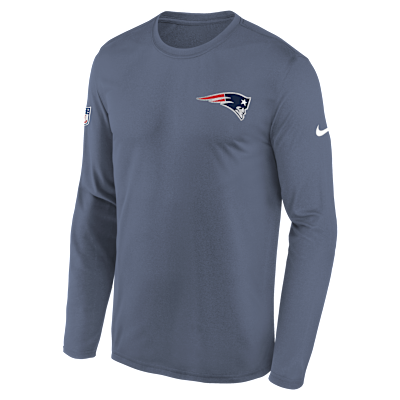Playera de manga larga Nike Dri-FIT de la NFL para niños talla grande New England Patriots Rivalry Sideline Legend