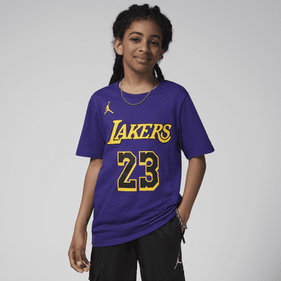 LeBron James Los Angeles Lakers Statement Edition Jordan NBA-t-shirt för ungdom