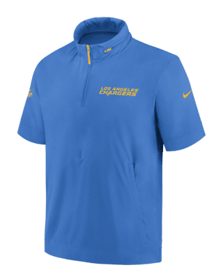 Мужская куртка Los Angeles Chargers Sideline Coach Nike NFL 1/2-Zip Short-Sleeve Hooded