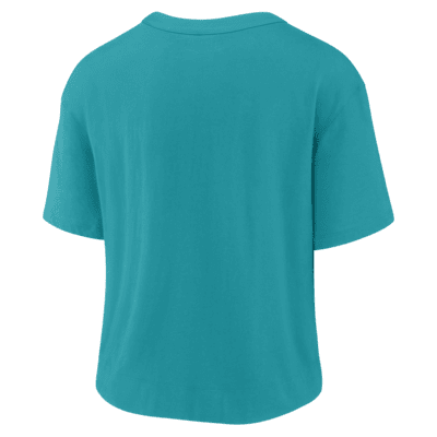 Nike Women's Fashion (NFL Miami Dolphins) High-Hip T-Shirt in Blue, Size: Large | NKZZ087K9P-06V