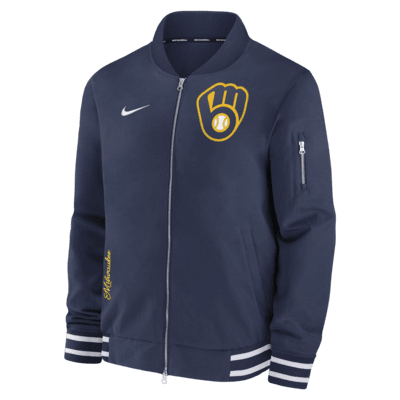 Milwaukee Brewers Authentic Collection Men's Nike MLB Full-Zip Bomber Jacket