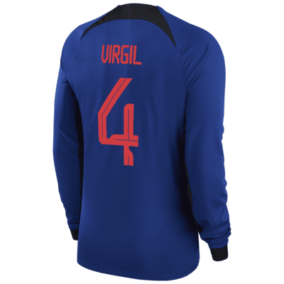 Jersey de fútbol de manga larga Nike Dri-FIT de la selección nacional de los Países Bajos visitante 2022/23 Stadium (Virgil van Dijk) para hombre