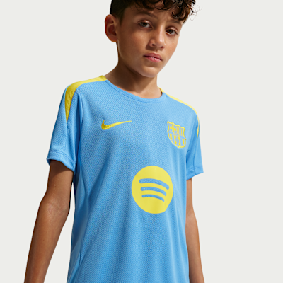 Ποδοσφαιρική κοντομάνικη μπλούζα Nike Dri-FIT εναλλακτικής εμφάνισης Μπαρτσελόνα Strike για μεγάλα παιδιά
