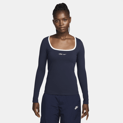 Nike Sportswear Women's Square-Neck Long-Sleeve Top. Nike LU