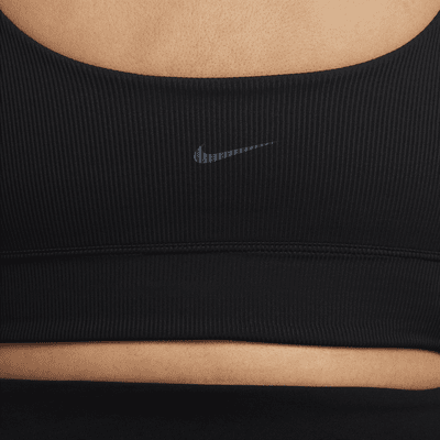 Nike Zenvy Rib lange sport-bh met lichte ondersteuning zonder vulling (Plus Size)