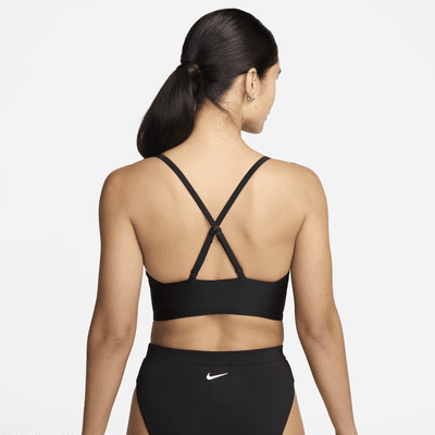 Top de midkini con cuello en V para mujer Nike Swim