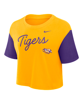 Женская футболка LSU Script Nike Dri-FIT College Cropped